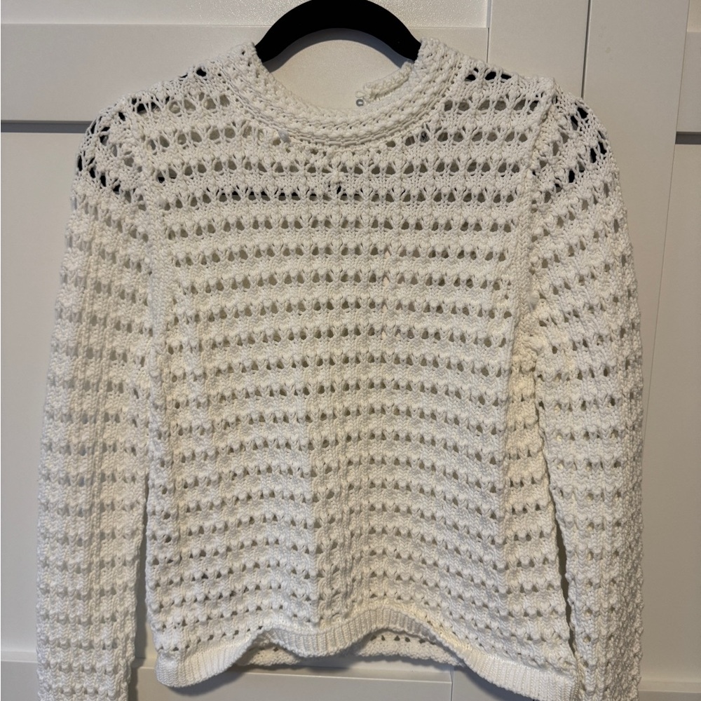 Mango White Textured Knit Sweater